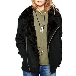 NWT Free People Wool XS Faux Fur Coat Jacket